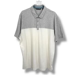 Travis Mathew Oceanside polo shirt men's XXL pima cotton color block gray white
